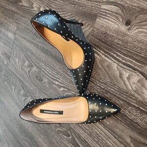 BCBGMaxAzria Black and Silver Studded Heels 7.5